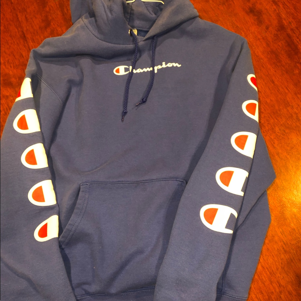blue champion hoodie